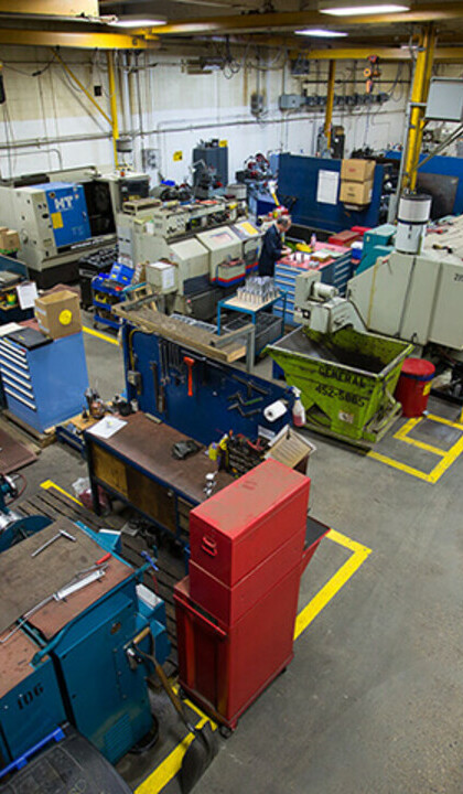 View of the machine shop floor at Argus